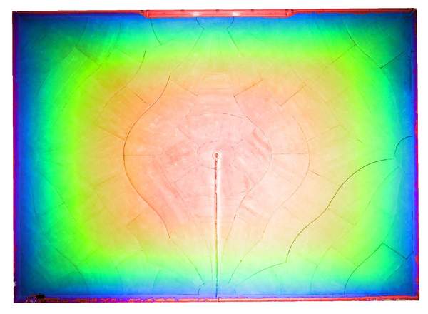 Superposition de l'orthophoto avec une carte de profondeur couleur de la voûte de sacristie de la chapelle de Hôtel-Dieu à Carpentras