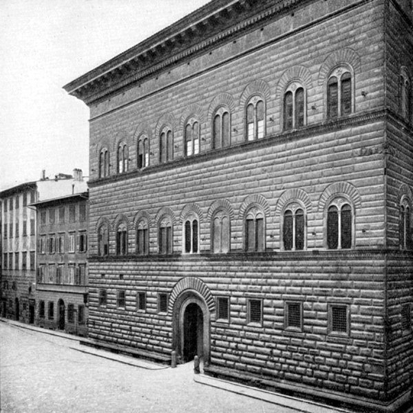 Palais Strozzi à Florence avec corniche imposante avant 1908